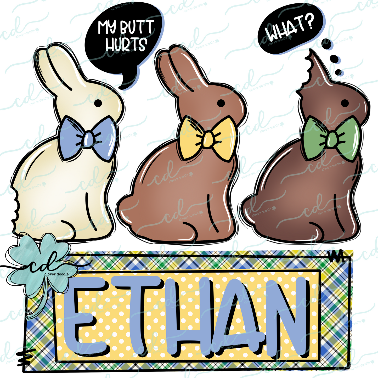 {Chocolate Bunny Trio W/Text + Nameplate- Boy}- CD