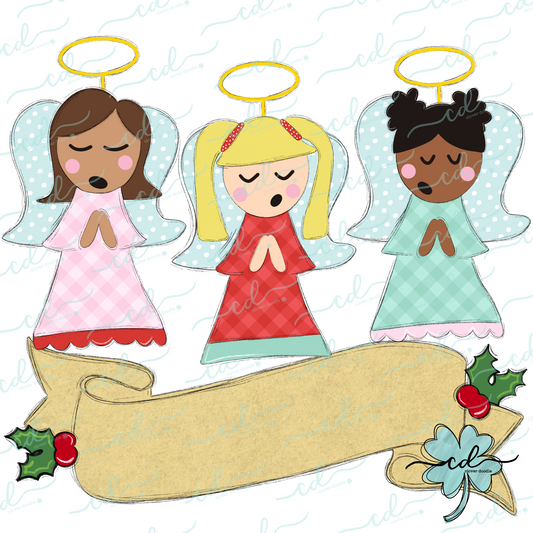 {Christmas Singing Angels Trio W/Blank Banner} - CD