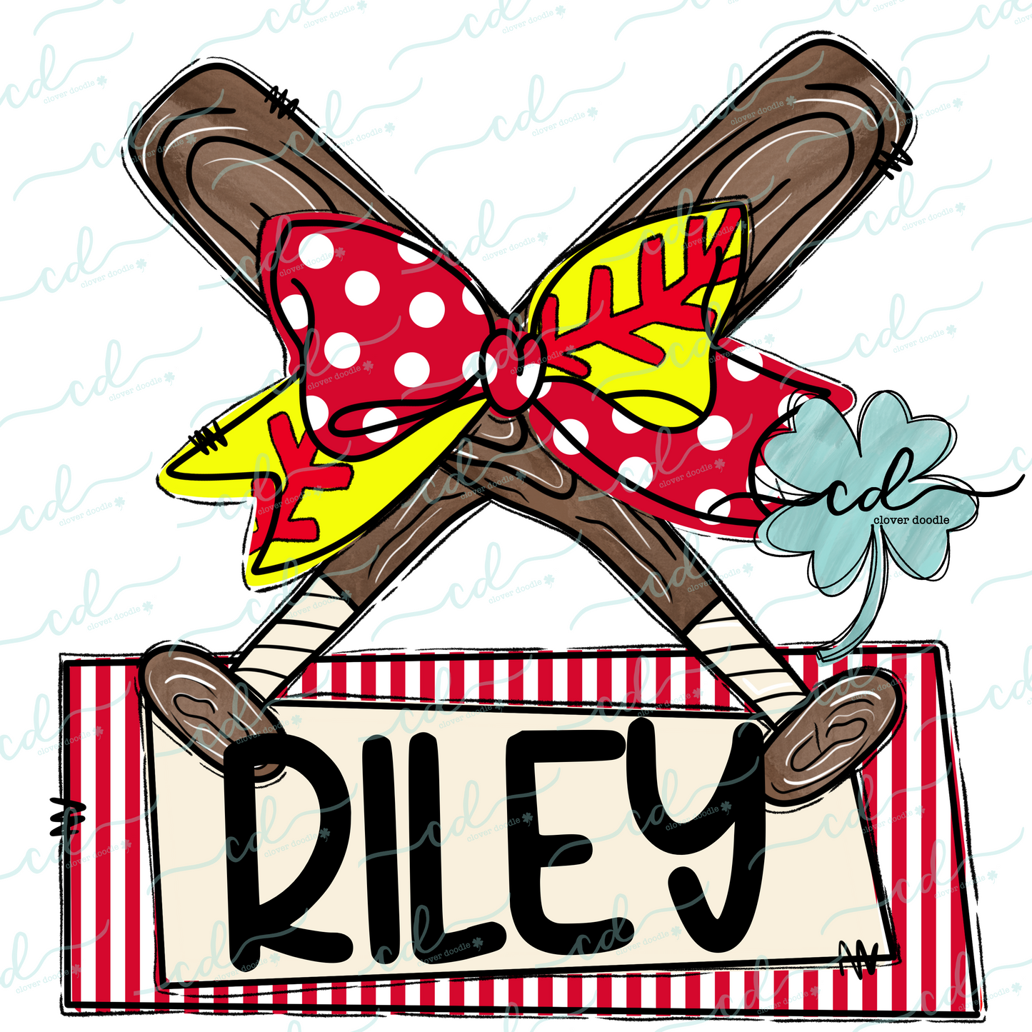 {Cross Bats With Softball Bow- Red} - CD