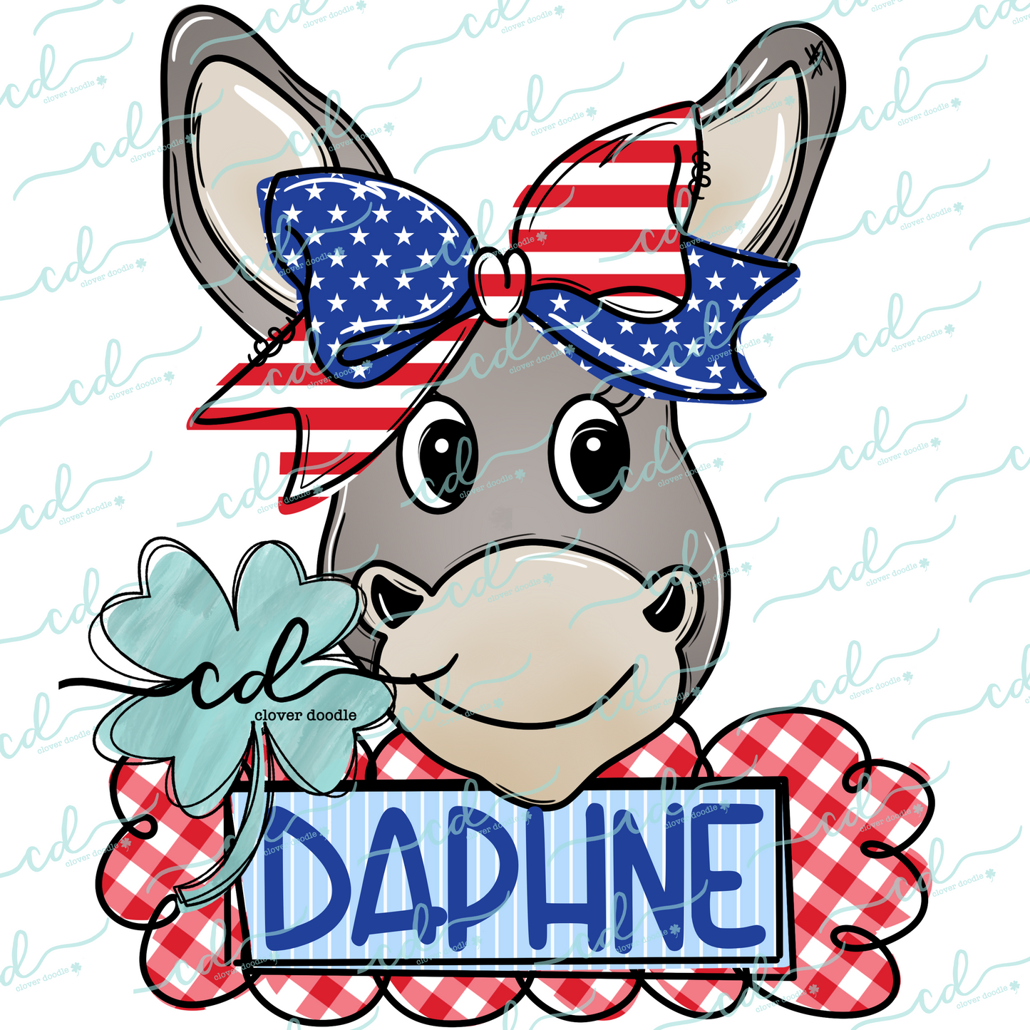 {Democrat Donkey- Girl W/ Bow + Nameplate}