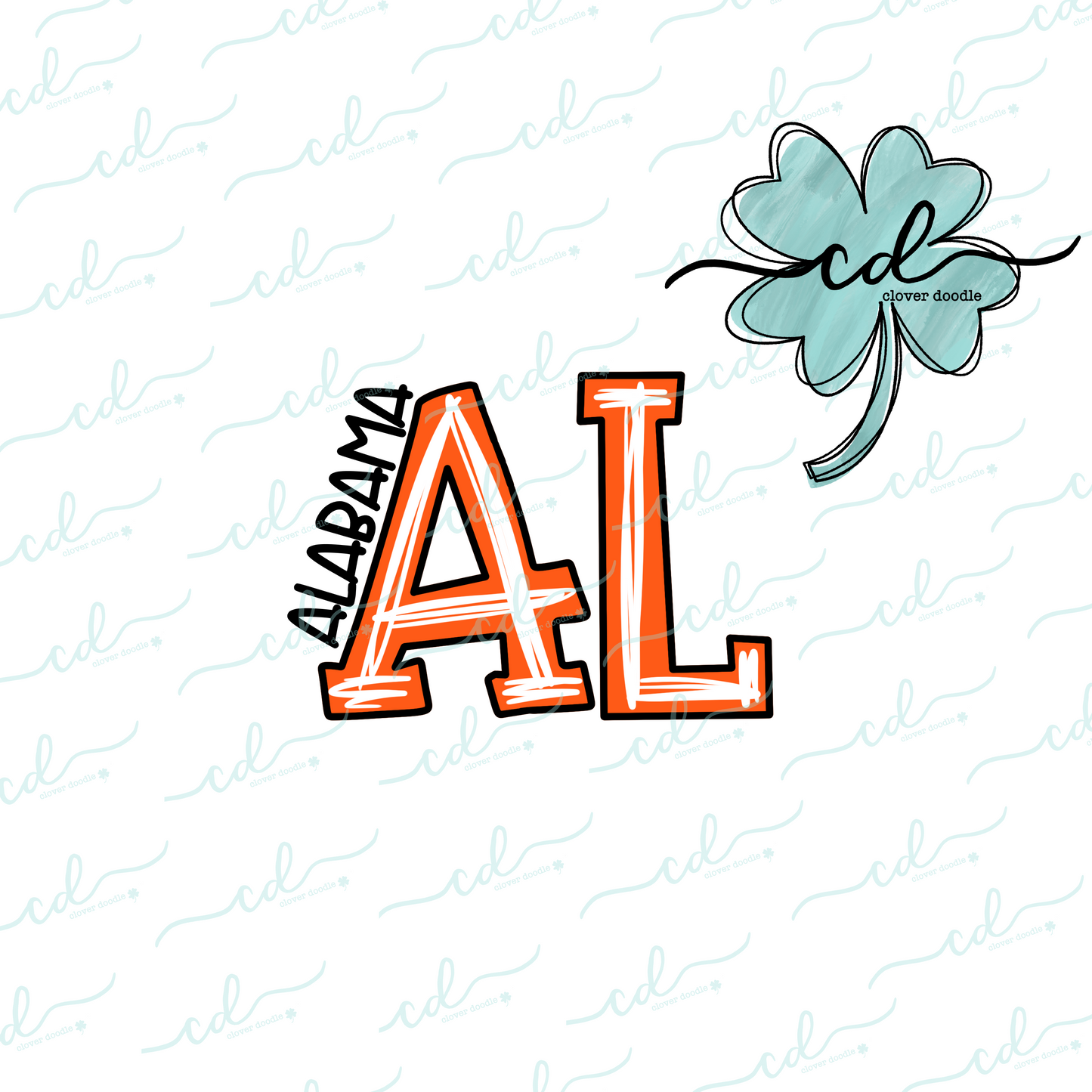 {Doodle State Alabama Abbreviation- Orange} - CD