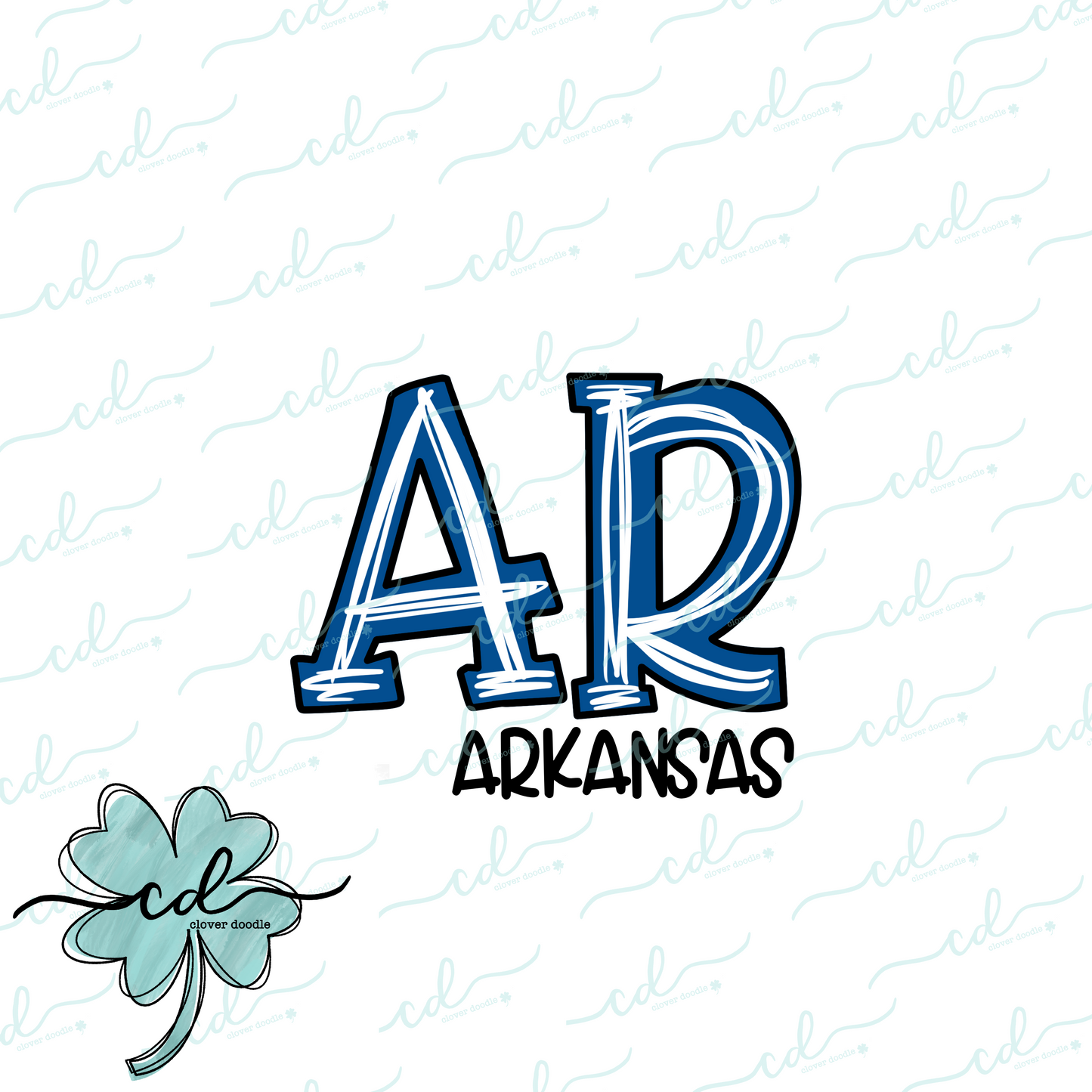 {Doodle State Arkansas Abbreviation- Blue} - CD