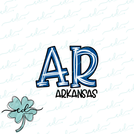 {Doodle State Arkansas Abbreviation- Blue} - CD