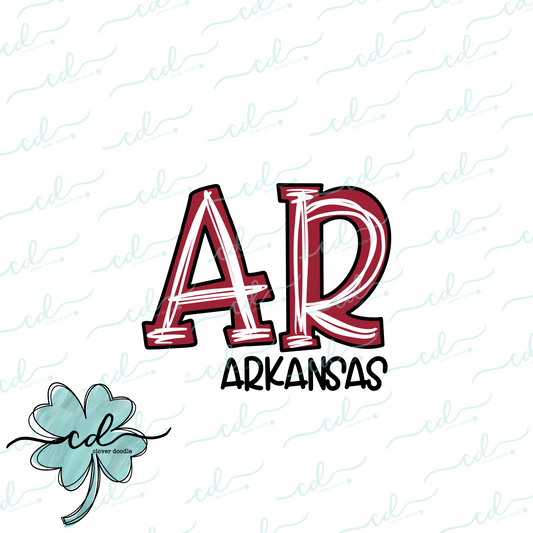 {Doodle State Arkansas Abbreviation- Cardinal Red} - CD