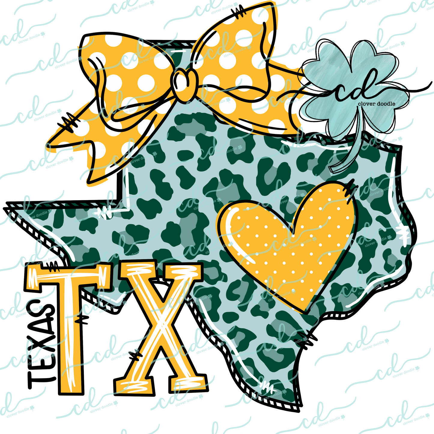 {Doodle State Texas- Green + Gold} - CD