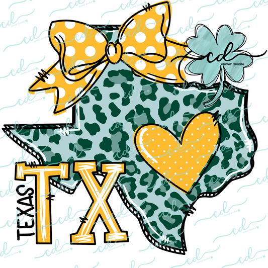 {Doodle State Texas- Green + Gold} - CD