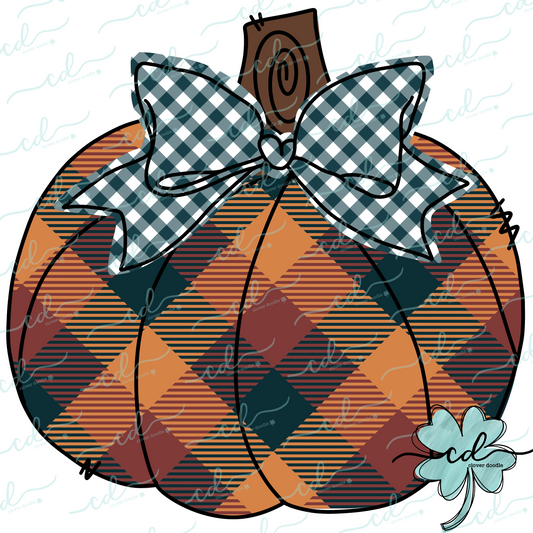 {Fall Plaid Pumpkin W/Bow} - CD