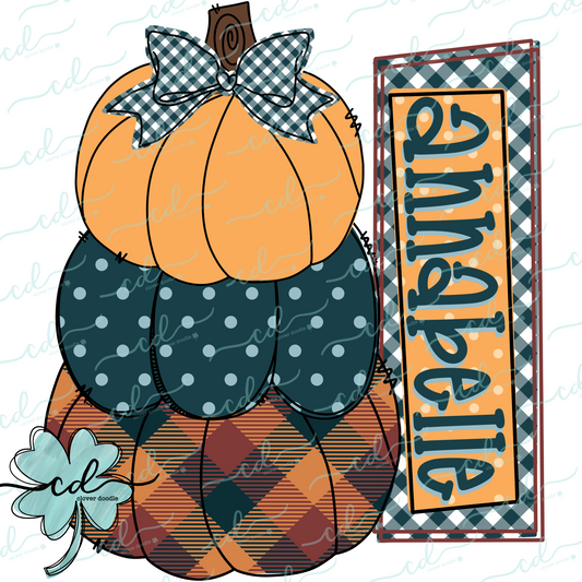 {Fall Plaid Stacked Pumpkins W/Nameplate} - CD