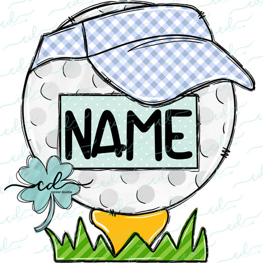 {Golf Ball On Tee W/Visor + Nameplate- Boy} - CD