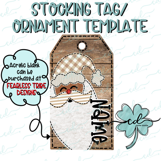 {Jolly Neutral Santa, Brown Skin- Stocking Tag Template} - CD