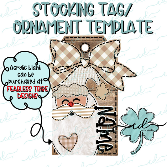 {Jolly Neutral Santa W/Heart, Beige Skin- Stocking Tag Template} - CD