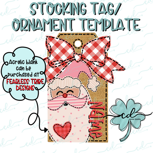 {Jolly Pink Santa, Beige Skin- Stocking Tag Template} - CD