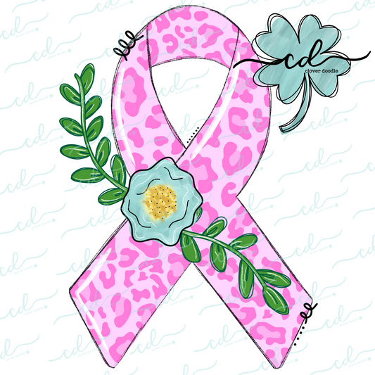 {Pink Awareness Ribbon- Floral + Leopard} - CD