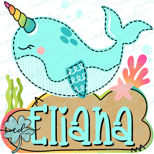 {Rainbow Narwhal With Beach Nameplate}- CD