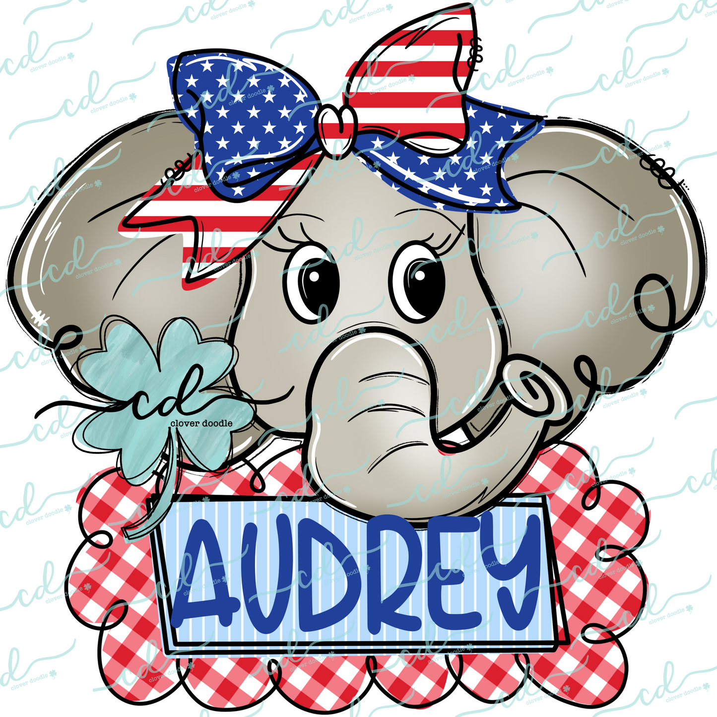 {Republican Elephant- Girl W/ Bow + Nameplate}