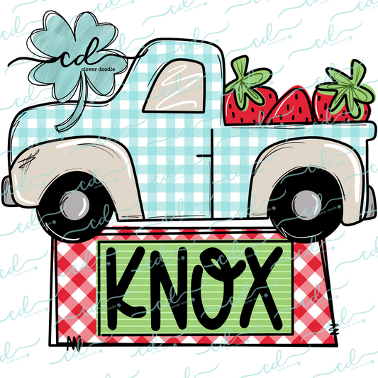 {Retro Truck W/ Strawberries + Nameplate}