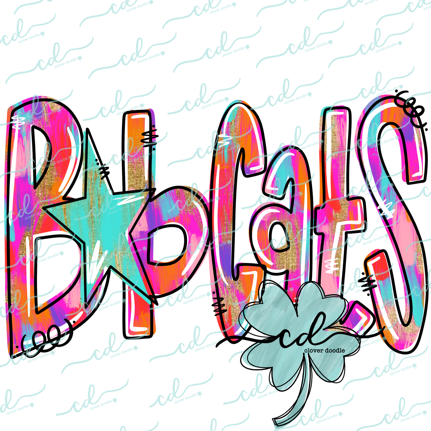 {Hand Lettered Watercolor Mascot- Bobcats} - CD
