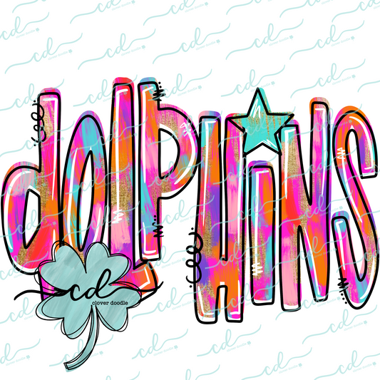 {Hand Lettered Watercolor Mascot- Dolphins} - CD