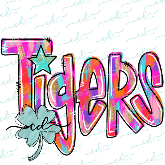{Hand Lettered Watercolor Mascot- Tigers} - CD