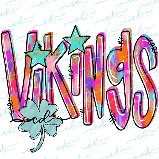 {Hand Lettered Watercolor Preppy State- Vikings} - CD