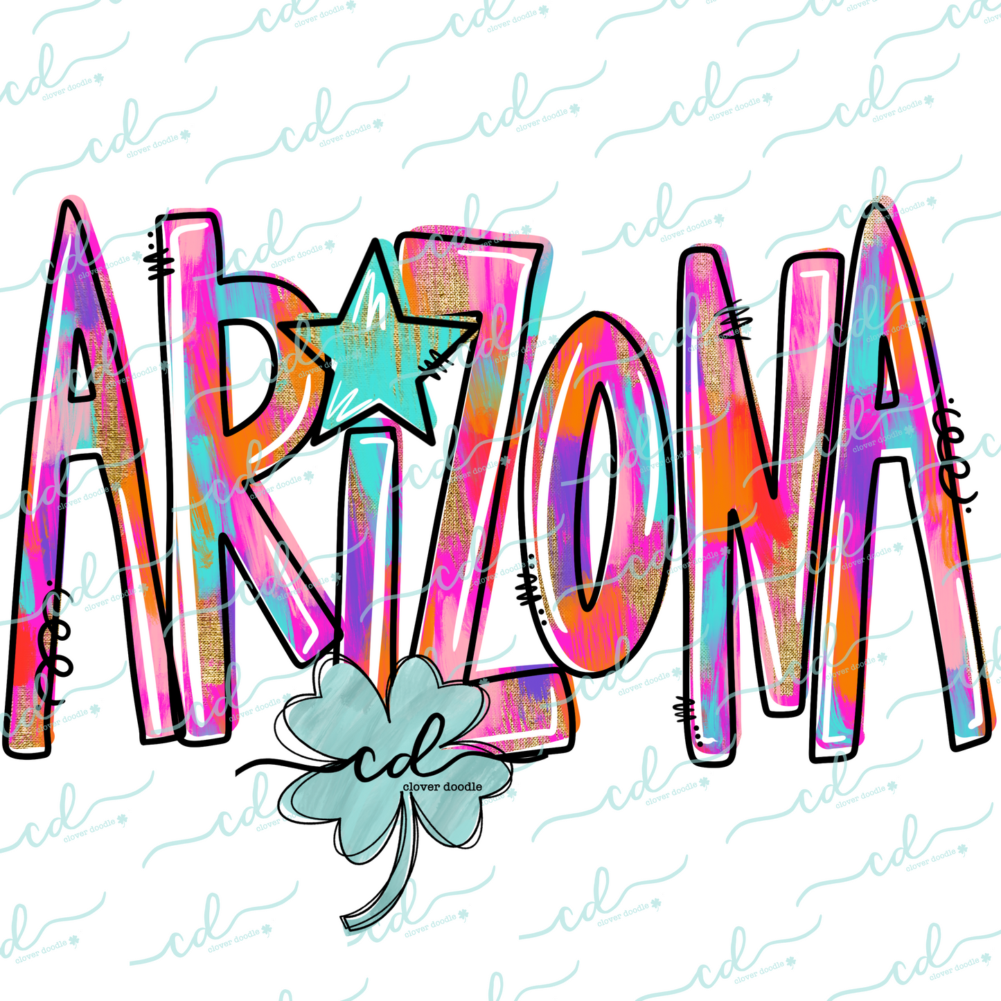 {Hand Lettered Watercolor Preppy State- Arizona} - CD