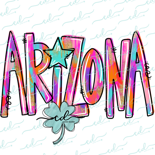 {Hand Lettered Watercolor Preppy State- Arizona} - CD