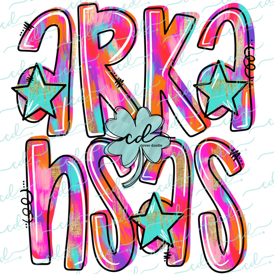 {Hand Lettered Watercolor Preppy State- Arkansas} - CD