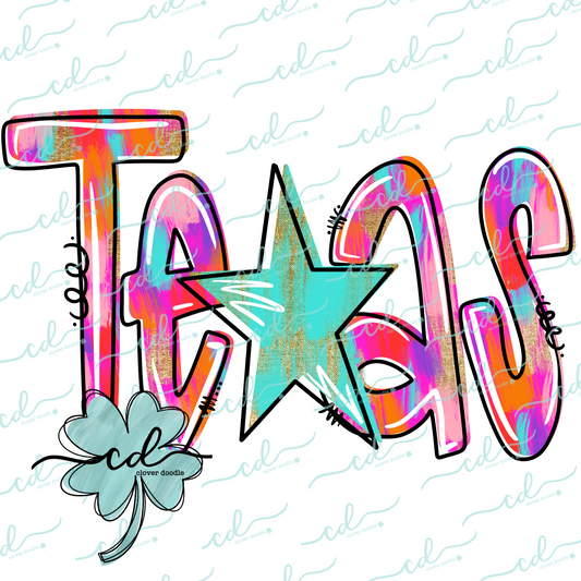 {Hand Lettered Watercolor Preppy State- Texas} - CD