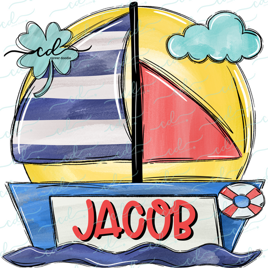 {Watercolor Sailboat- Boy} - CD