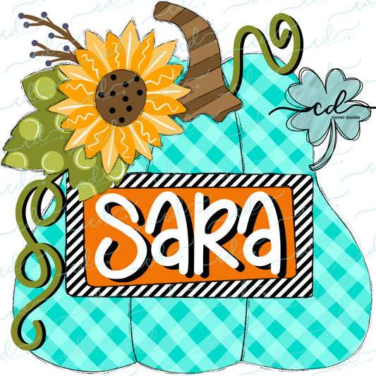 {Whimsy Turquoise Sunflower Pumpkin W/Nameplate} - CD