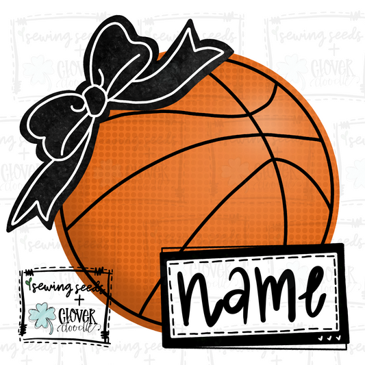 {Basketball- Black + White w/Bow}  SS+CD