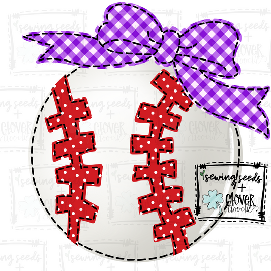 {Baseball w/Bow- Purple}  SS+CD