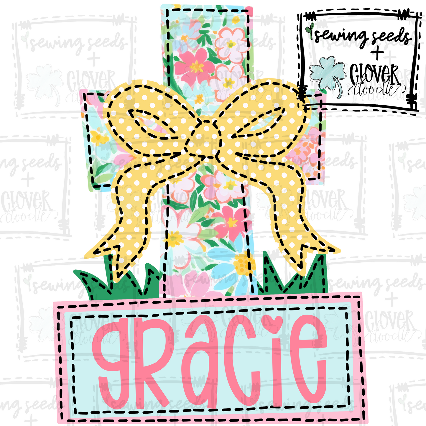 {Cross With Bow + Nameplate}  SS+CD