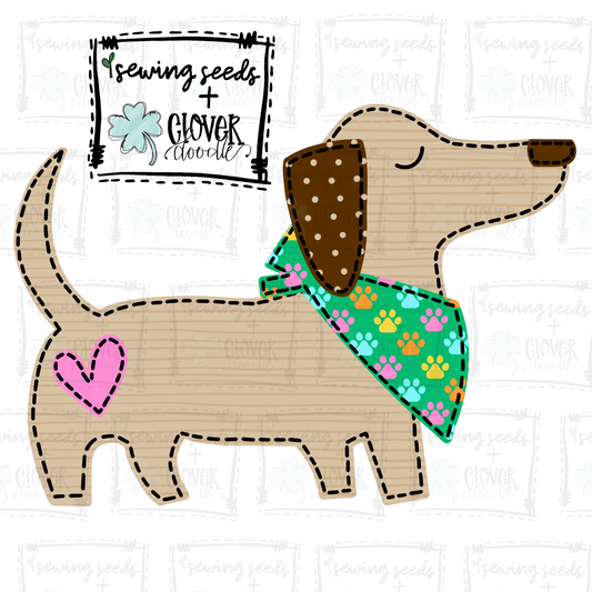 {Dachshund Dog W/Bandana- Girl} SS+CD