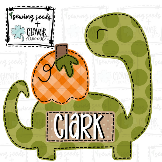 {Fall Dino W/Pumpkin + Nameplate- Boy} SS+CD