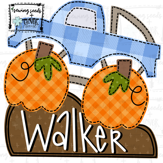 {Fall Pumpkin Monster Truck W/Nameplate} SS+CD