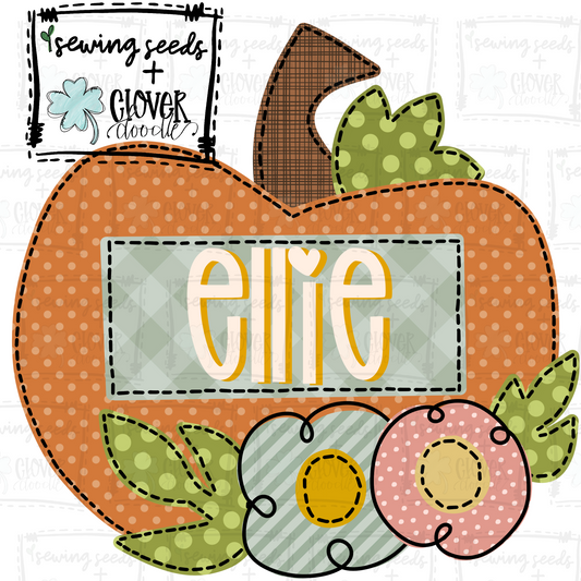 {Funky Floral Pumpkin W/Nameplate} SS+CD