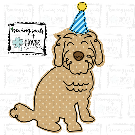 {Goldendoodle Dog W/Party Hat- Boy} SS+CD