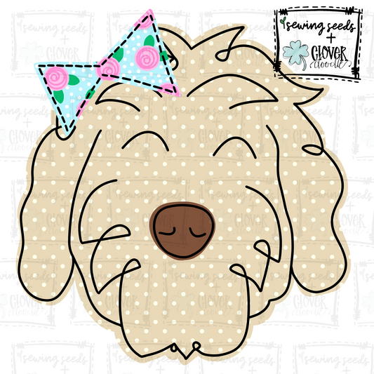 {Goldendoodle Dog W/Bow- Girl} SS+CD