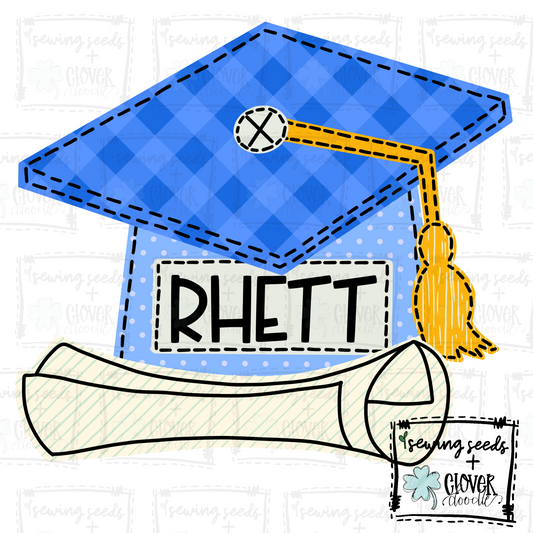 {Graduation Cap + Diploma- Blue}  SS+CD