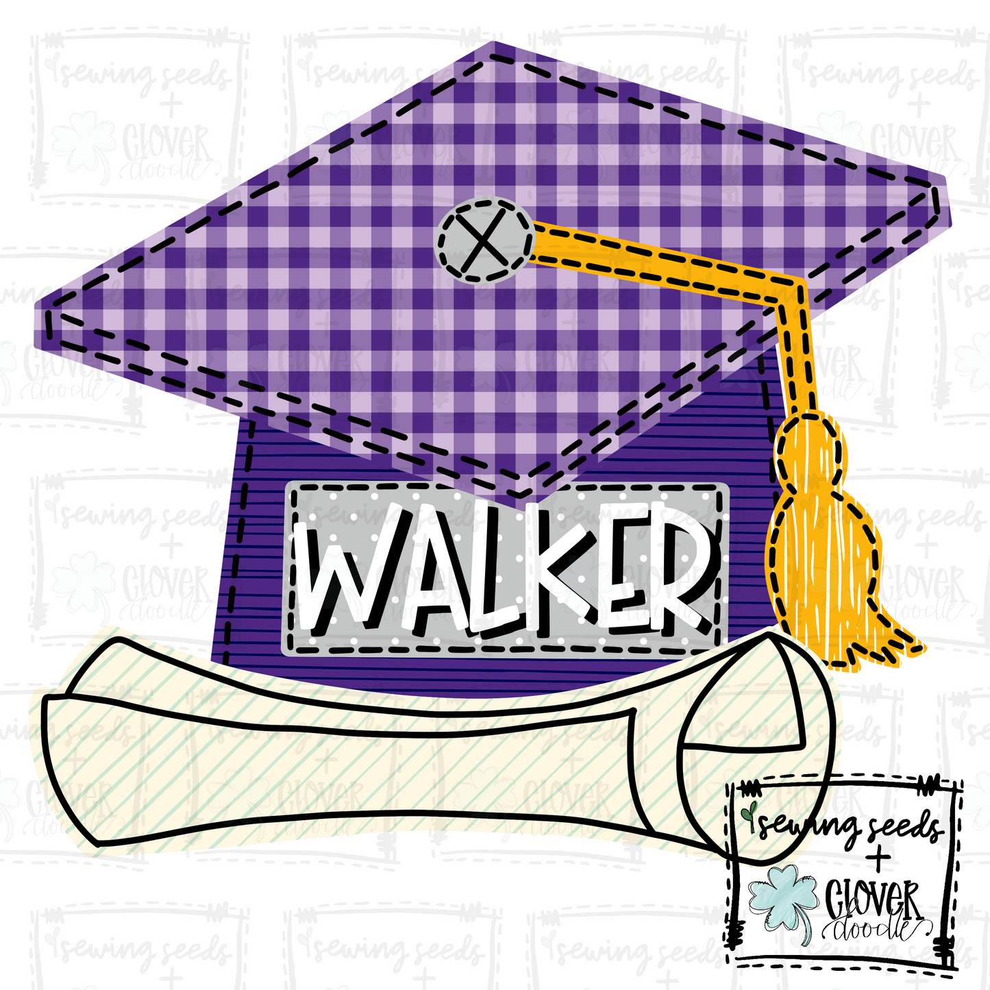 {Graduation Cap + Diploma- Purple}  SS+CD