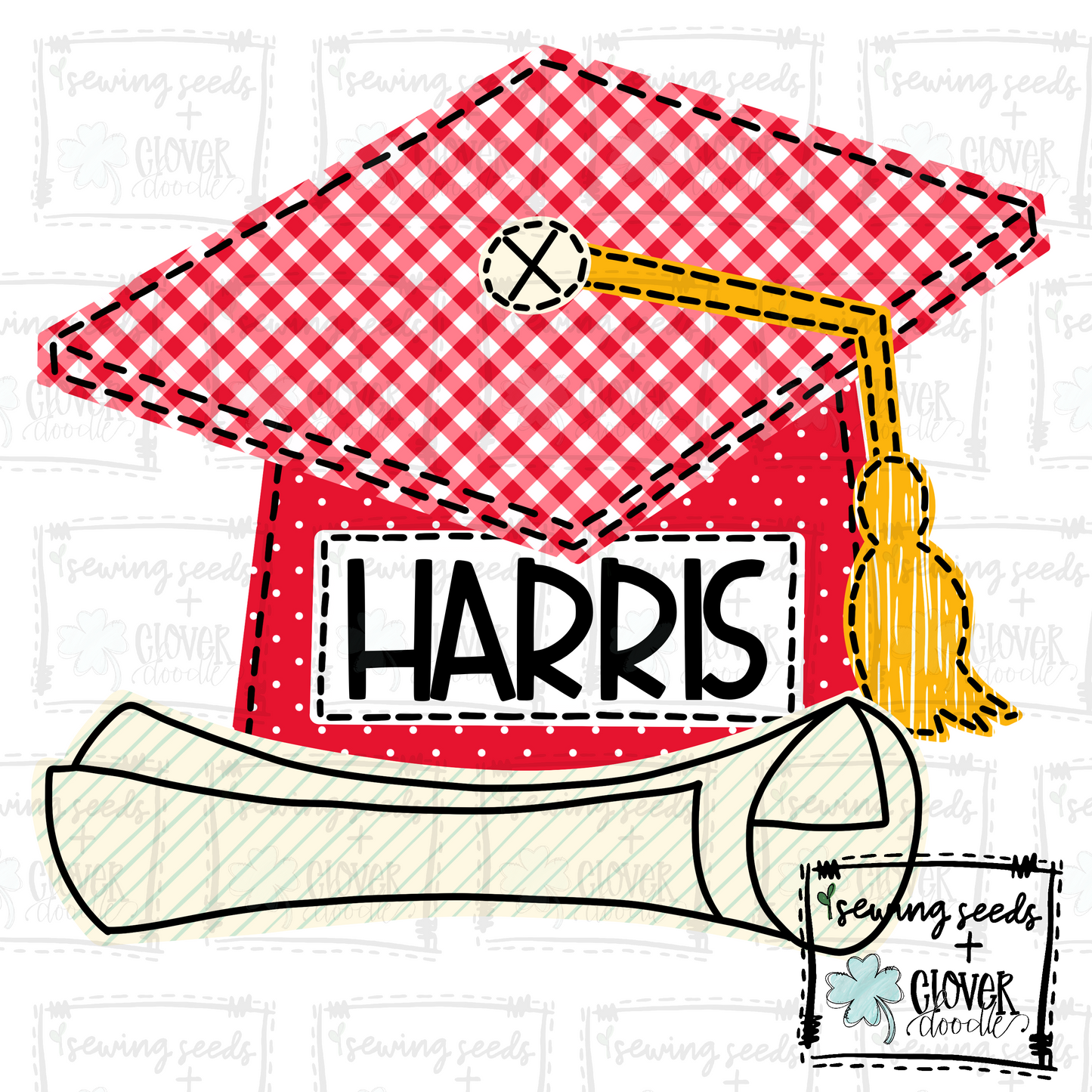 {Graduation Cap + Diploma- Red}  SS+CD