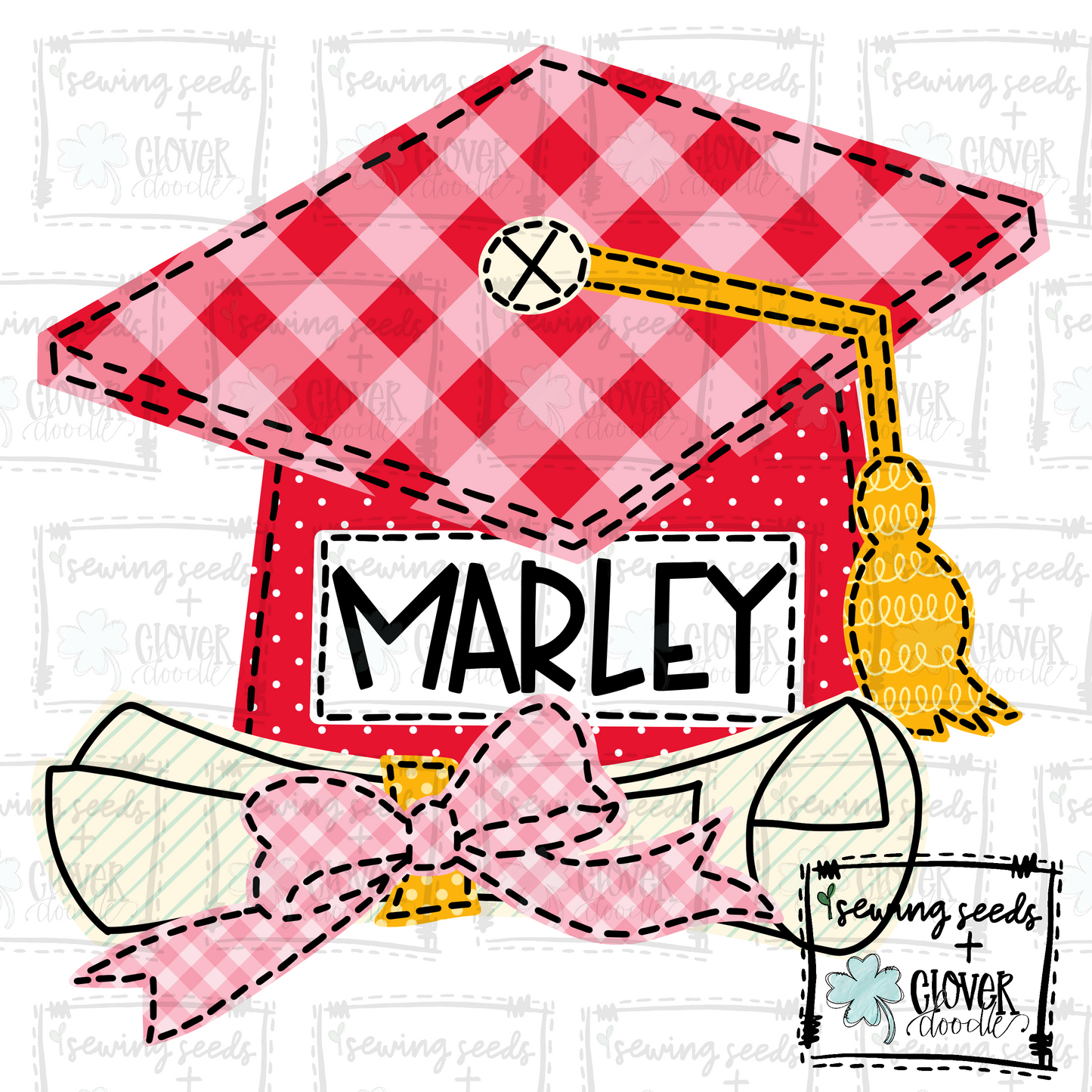 {Graduation Cap + Diploma With Bow- Red}  SS+CD