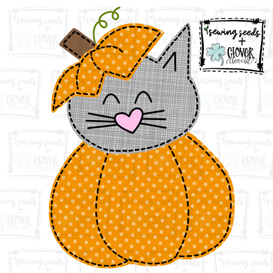 {Halloween Cat In Pumpkin} SS+CD