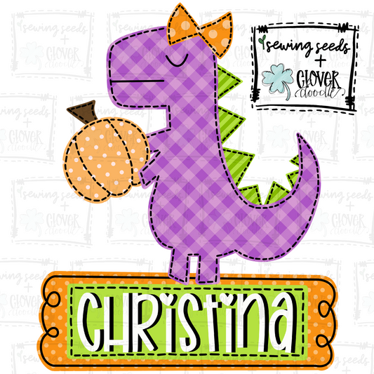 {Halloween Dino W/Pumpkin + Nameplate-Girl} SS+CD
