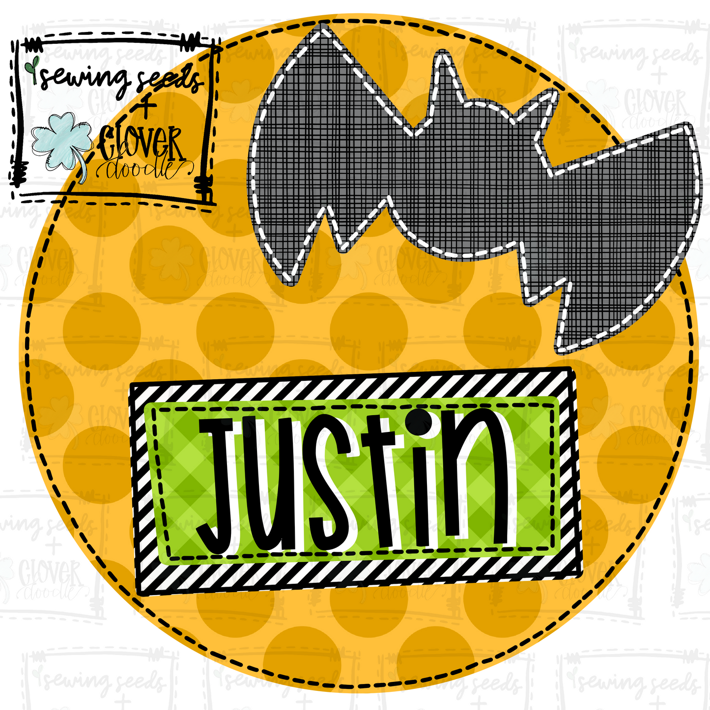 {Halloween Full Moon W/Bat + Nameplate- Boy} SS+CD