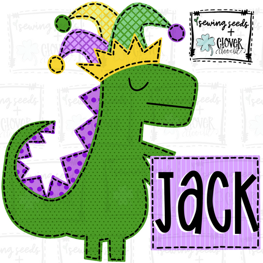 {Mardi Gras Dino W Name Box}  SS+CD