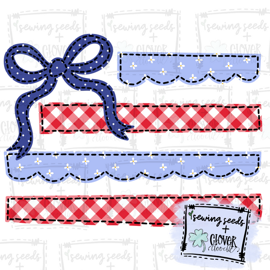 {Patriotic Scalloped Flag W/Bow}  SS+CD