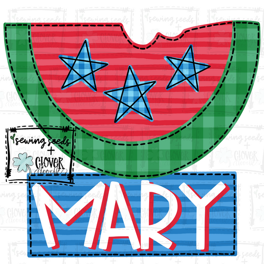 {Patriotic Watermelon With Stars + Nameplate} SS+CD