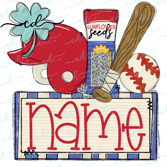 {Baseball Game Day Collage- Red Helmet w/Sunflower Seeds}  CD